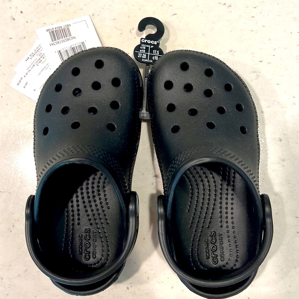NWT black crocs size c10